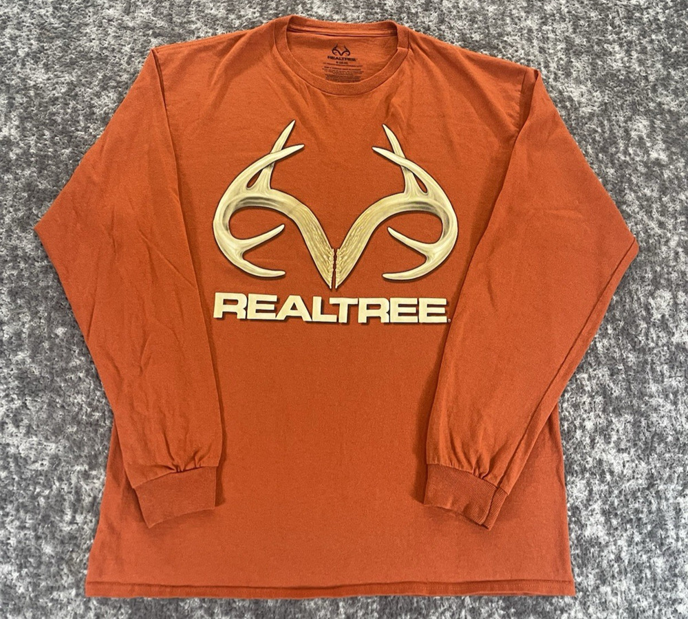 Realtree Long Sleeve Shirt Men's Size Medium Orange Outdoor Apparel